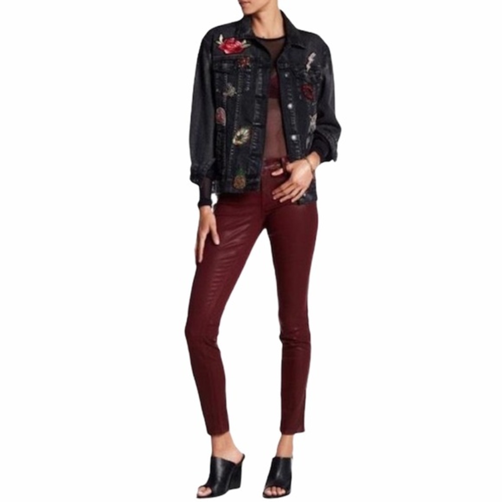 Level 99 Eco-Leather Skinny Burgundy‎ Jeans 27/4